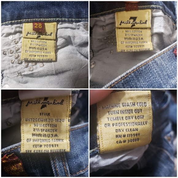 7FAM Sz 28 Floral & Rhinestone Embellished Jeans - Picture 15 of 16